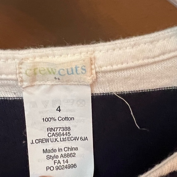 J. Crew Crewcuts Navy & White Kids Striped Embellished Dress Size 4 Nautical - Picture 3 of 4